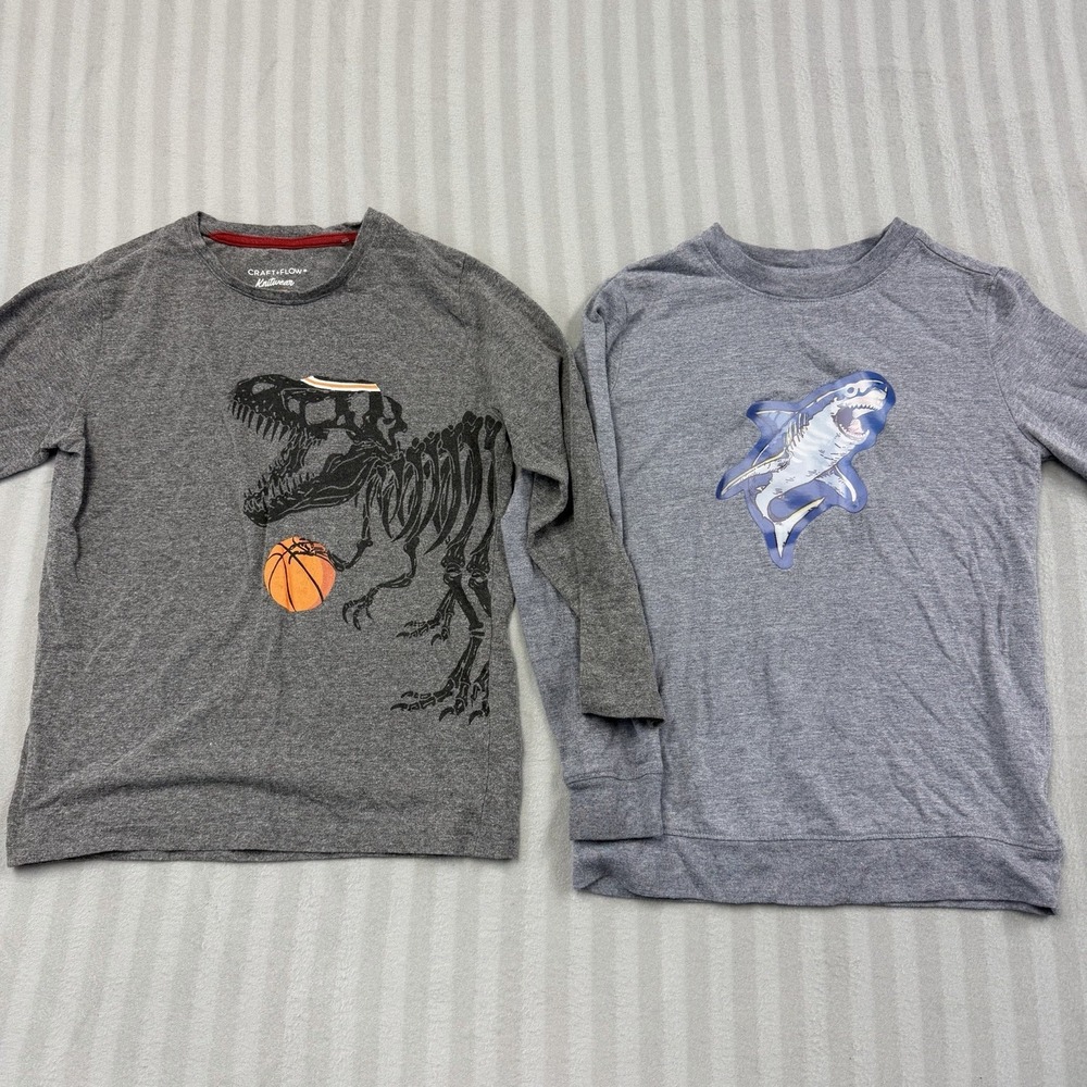 Cat Jack Craft Flow Boys Long Sleeve T Shirt Size 6-7 Basketball Trex Holo Shark